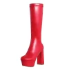Round Toe Chunky Heel Platform Boots Pull On Knee High Boots -Ladies Fashion Shoes yda 606 1.jpg.mst