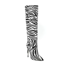 Zebra-stripe Printed Pointed Toe Stiletto Heels Knee High Boots -Ladies Fashion Shoes zebra stripe printed pointed toe stiletto heels knee high boots 4 .jpg.mst