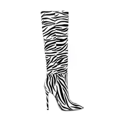 Zebra-stripe Printed Pointed Toe Stiletto Heels Knee High Boots -Ladies Fashion Shoes zebra stripe printed pointed toe stiletto heels knee high boots 6 .jpg.mst